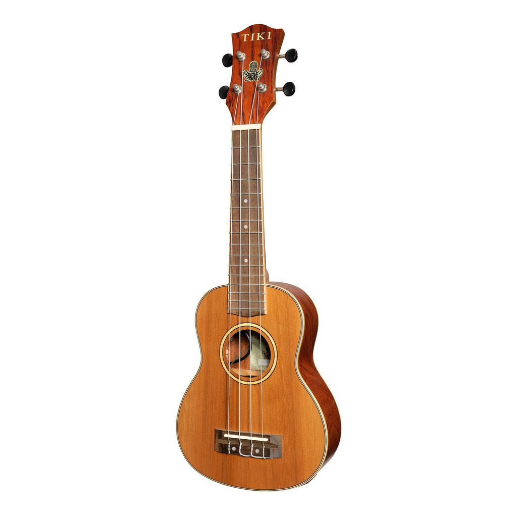 TCS-7P-NST-Tiki '7 Series' Cedar Solid Top Electric Soprano Ukulele with Hard Case (Natural Satin)-Living Music