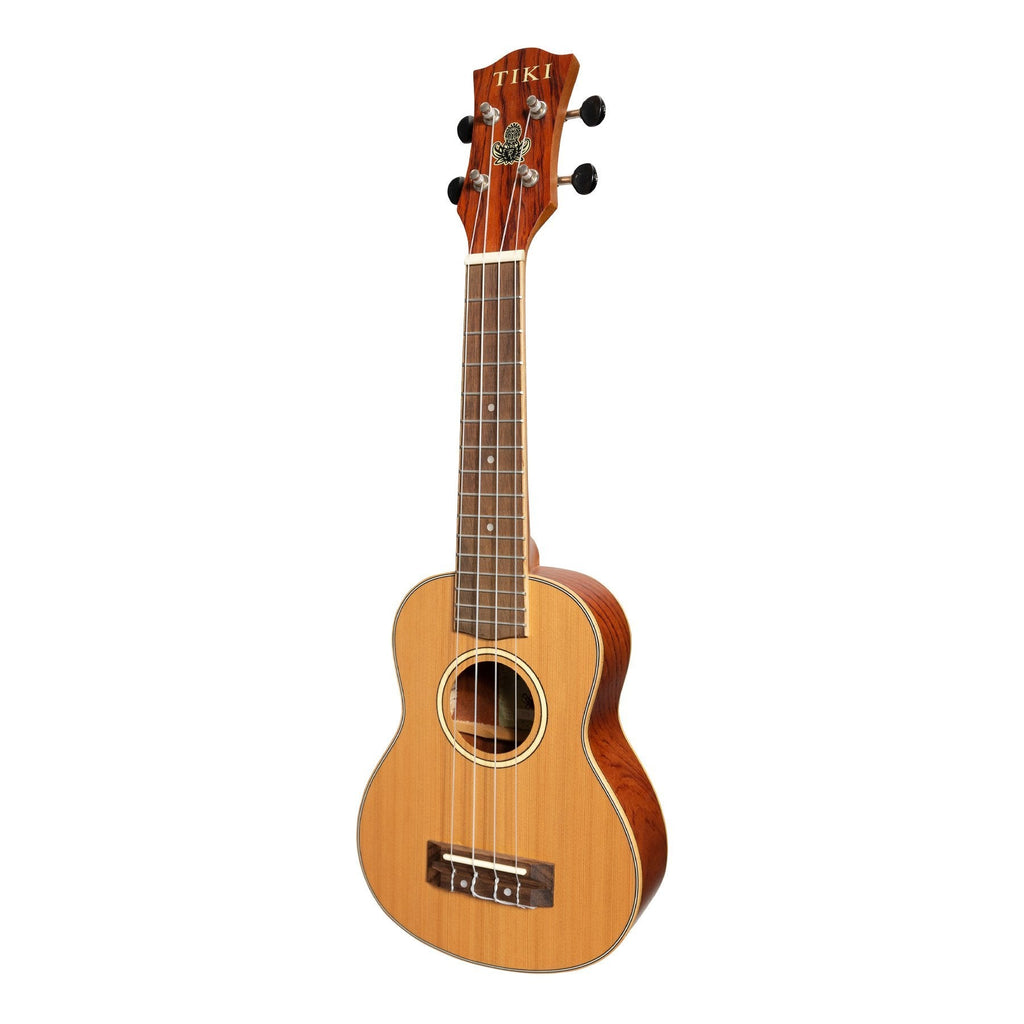 TCS-7-NST-Tiki '7 Series' Cedar Solid Top Soprano Ukulele with Hard Case (Natural Satin)-Living Music