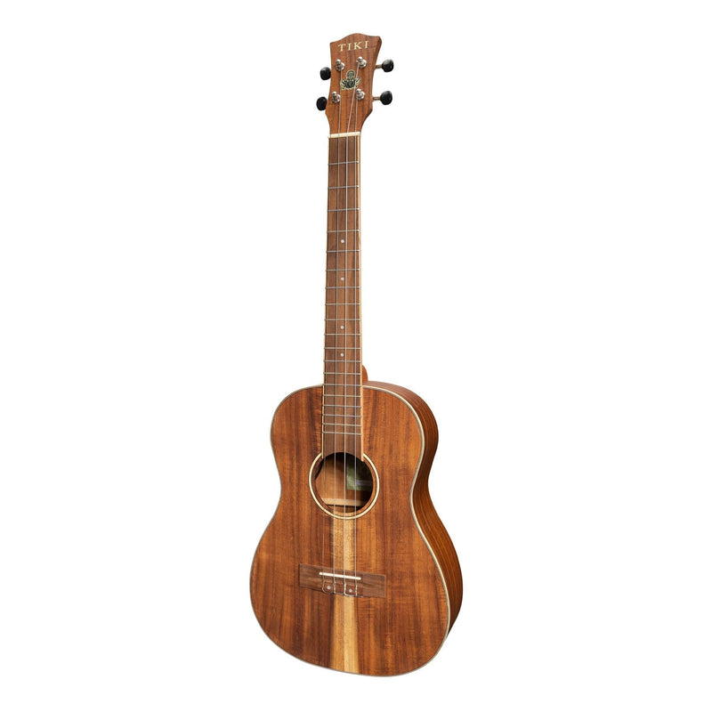 -Tiki '9 Series' Koa Solid Top Electric Baritone Ukulele with Hard Case (Natural Satin)-Living Music