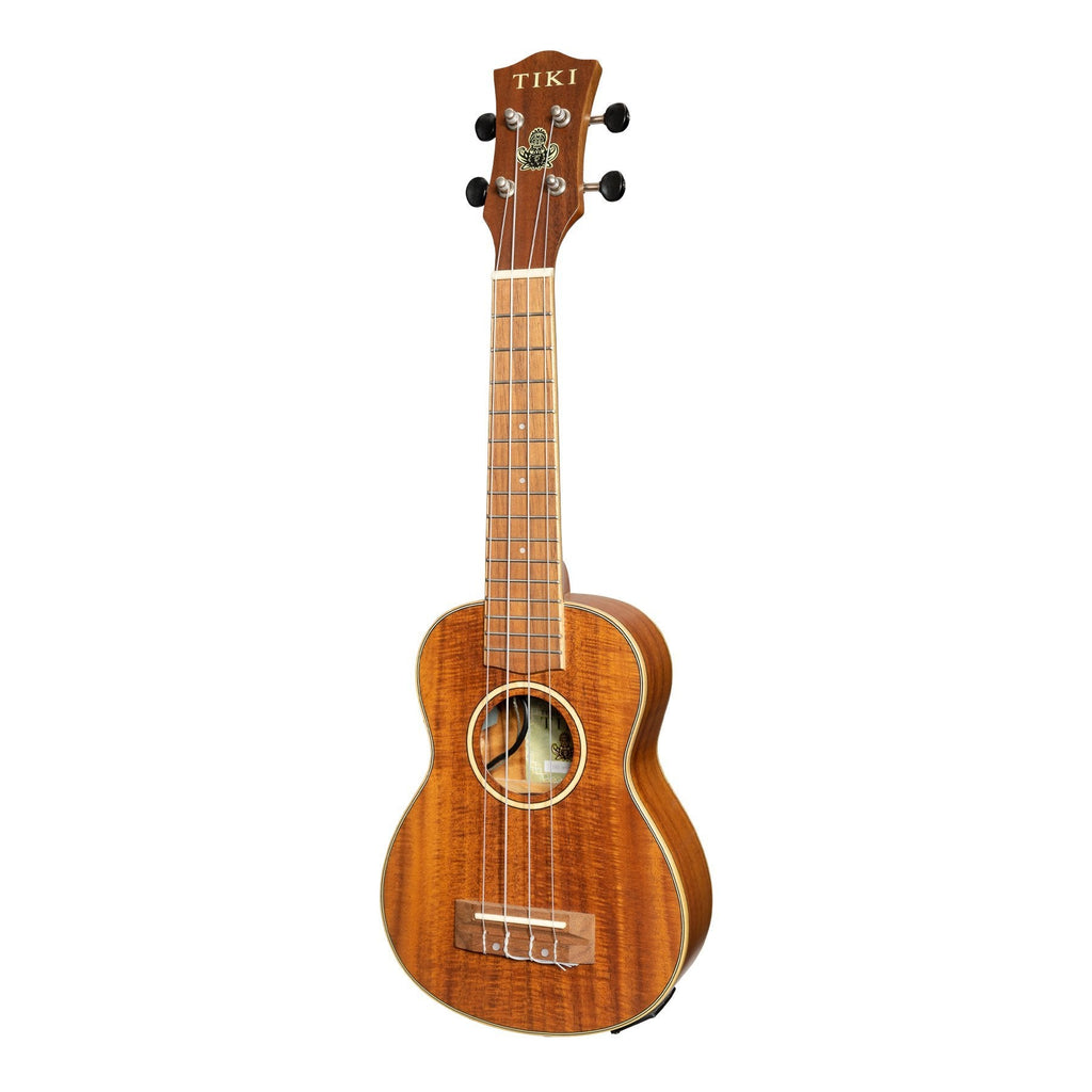 -Tiki '9 Series' Koa Solid Top Electric Soprano Ukulele with Hard Case (Natural Satin)-Living Music