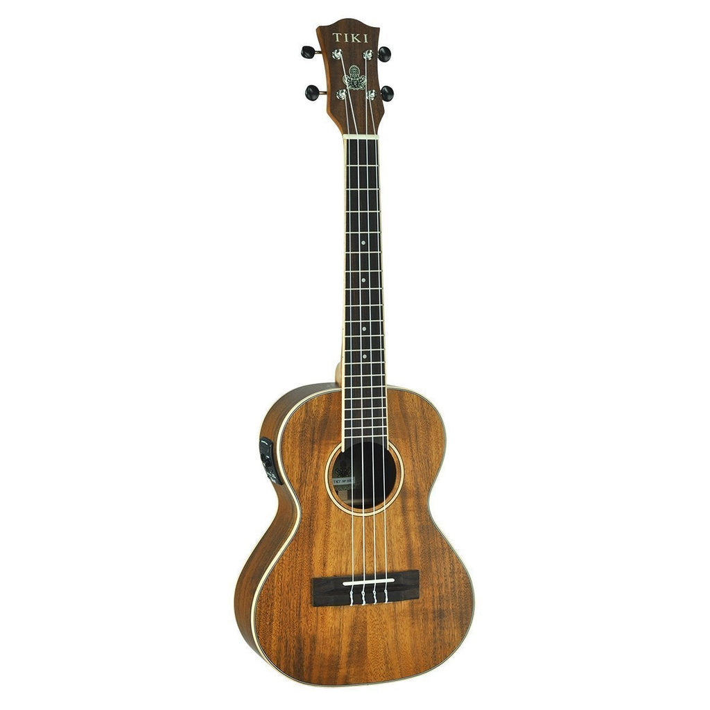 -Tiki '9 Series' Koa Solid Top Electric Tenor Ukulele with Hard Case (Natural Satin)-Living Music