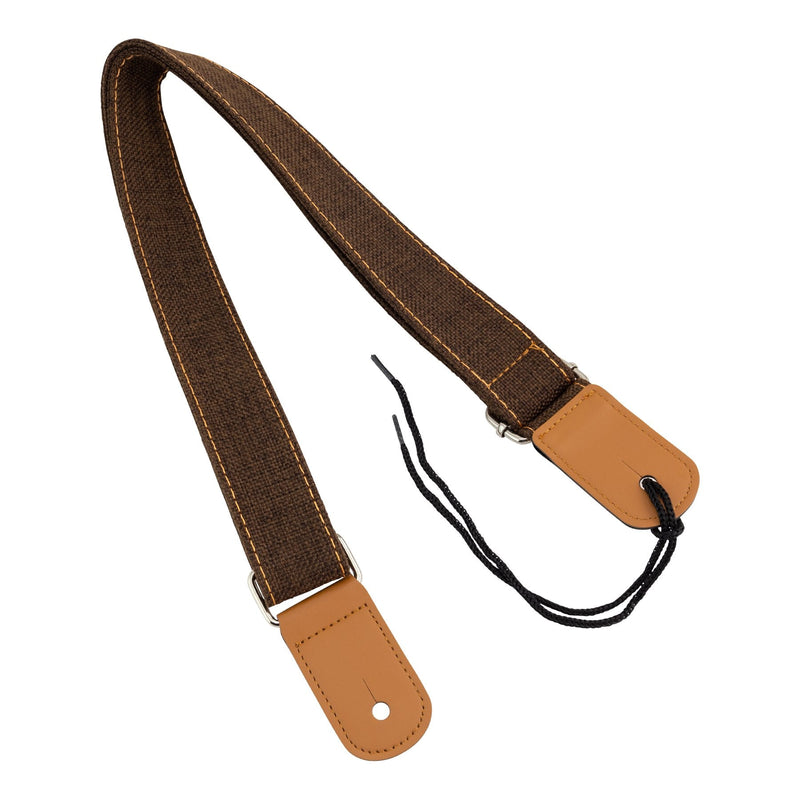 -Tiki Cotton & Linen Ukulele Strap (Brown)-Living Music