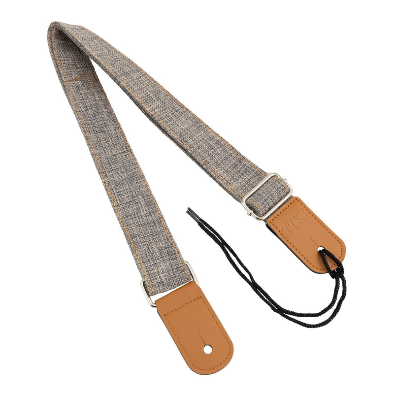 -Tiki Cotton & Linen Ukulele Strap (Grey)-Living Music