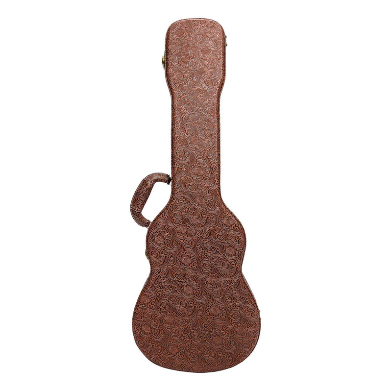 -Tiki Deluxe Shaped Baritone Ukulele Hard Case (Paisley Brown)-Living Music