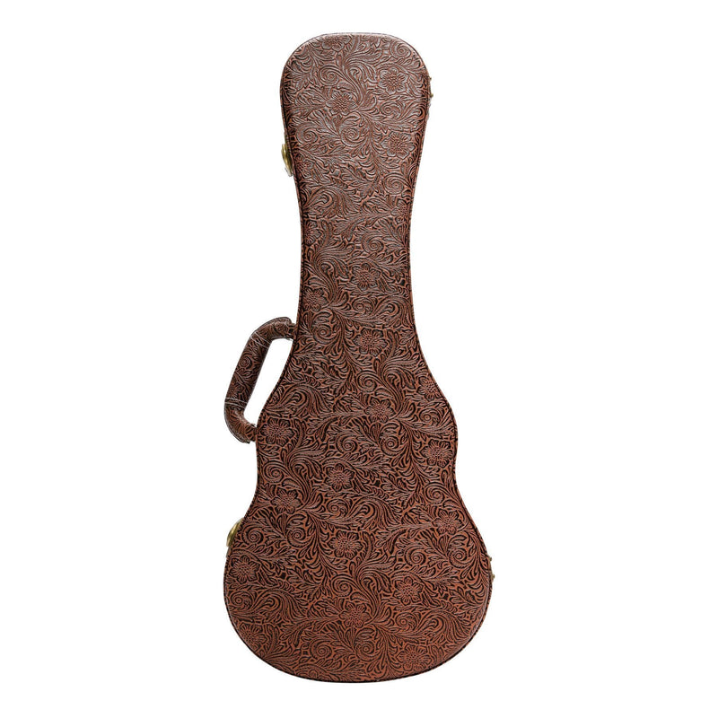 -Tiki Deluxe Shaped Concert Ukulele Hard Case (Paisley Brown)-Living Music