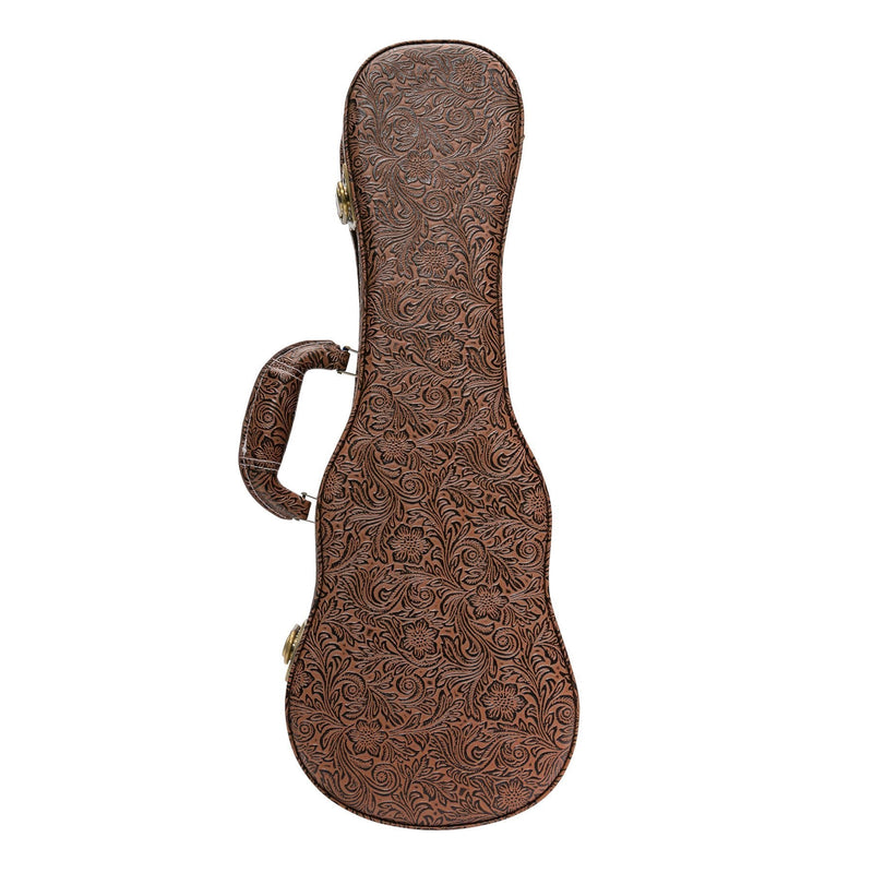 -Tiki Deluxe Shaped Soprano Ukulele Hard Case (Paisley Brown)-Living Music