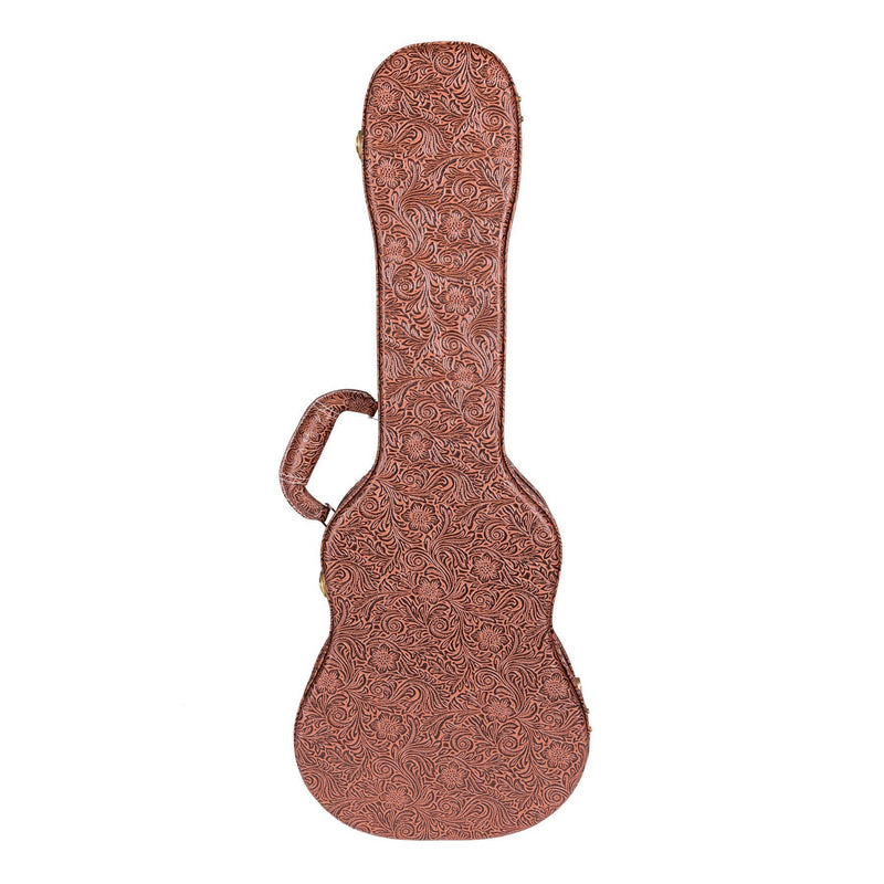 -Tiki Deluxe Shaped Tenor Ukulele Hard Case (Paisley Brown)-Living Music