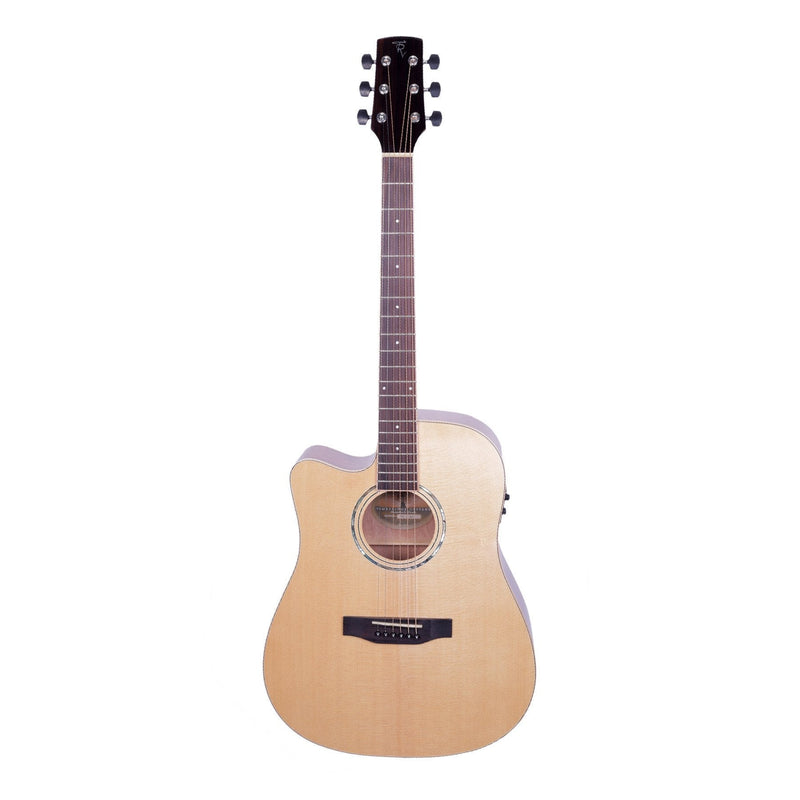 -Timberidge '1 Series' Left Handed Spruce Solid Top Acoustic-Electric Dreadnought Cutaway Guitar (Natural Gloss)-Living Music