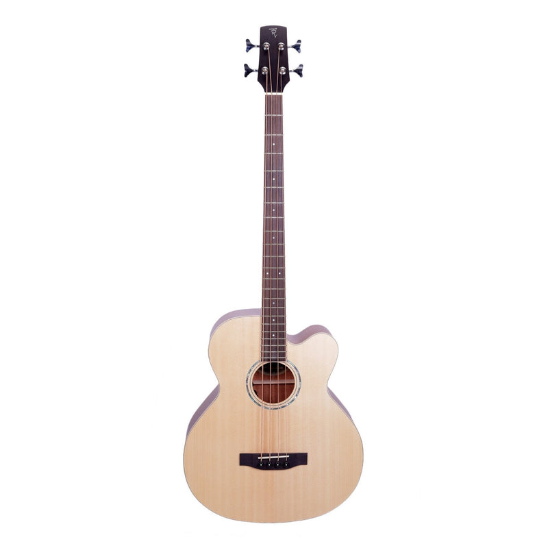 -Timberidge '1 Series' Spruce Solid Top & Mahogany Solid Back Acoustic-Electric Cutaway Bass Guitar (Natural Satin)-Living Music