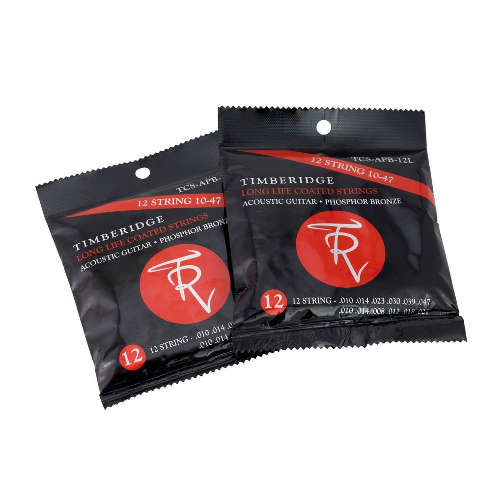 -Timberidge 2 Pack Light Phosphor Bronze Long Life Coated 12-String Acoustic Guitar Strings (10-47)-Living Music