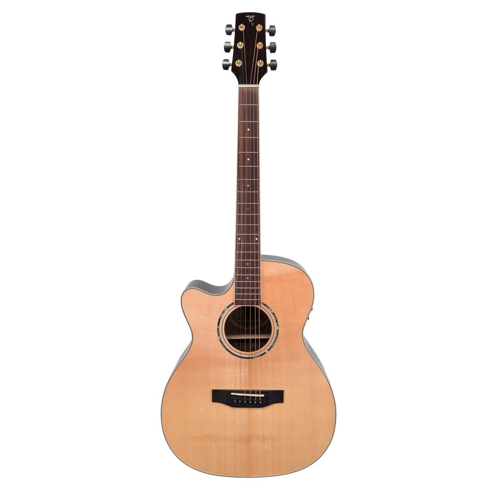 -Timberidge '3 Series' Left Handed Spruce Solid Top Acoustic-Electric Small Body Cutaway Guitar (Natural Gloss)-Living Music