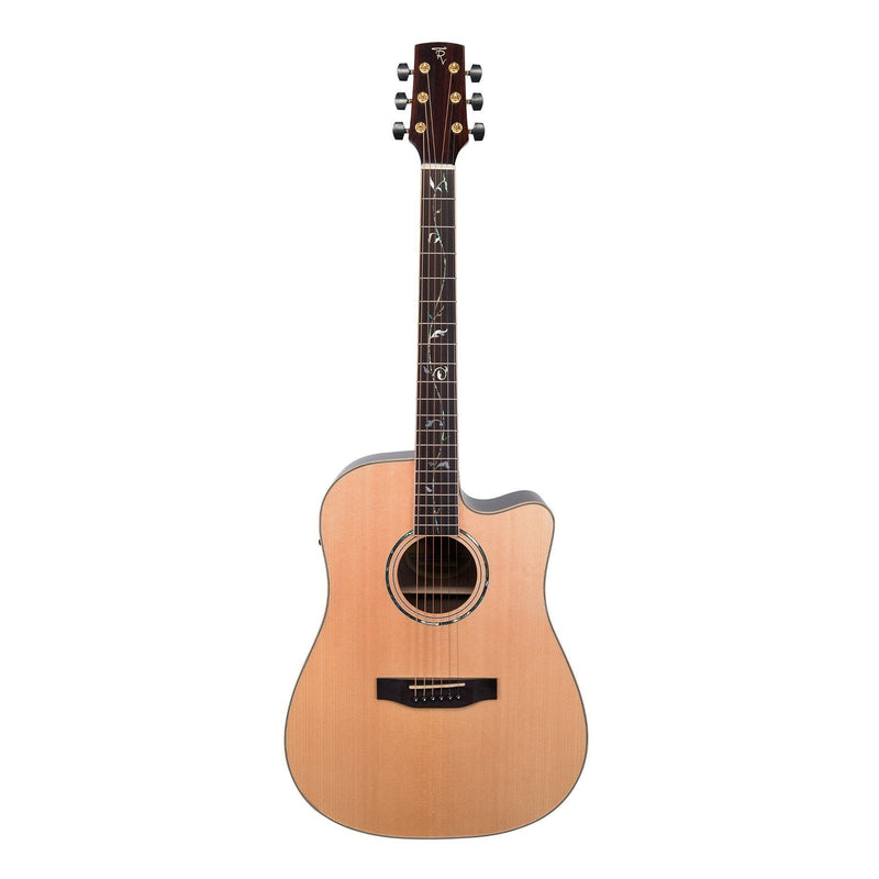 -Timberidge '3 Series' Spruce Solid Top Acoustic-Electric Dreadnought Cutaway Guitar with 'Tree of Life' Inlay (Natural Gloss)-Living Music