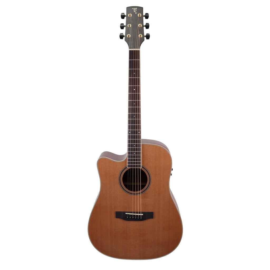-Timberidge '4 Series' Left Handed Cedar Solid Top Acoustic-Electric Dreadnought Cutaway Guitar (Natural Satin)-Living Music