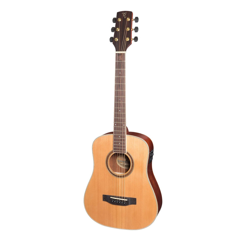 -Timberidge '4 Series' Left Handed Cedar Solid Top Acoustic-Electric Traveller Mini Guitar (Natural Satin)-Living Music