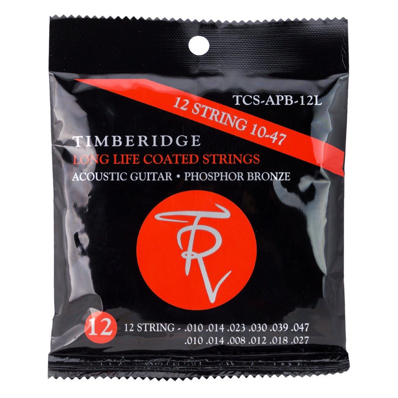 -Timberidge Light Phosphor Bronze Long Life Coated 12-String Acoustic Guitar Strings (10-47)-Living Music
