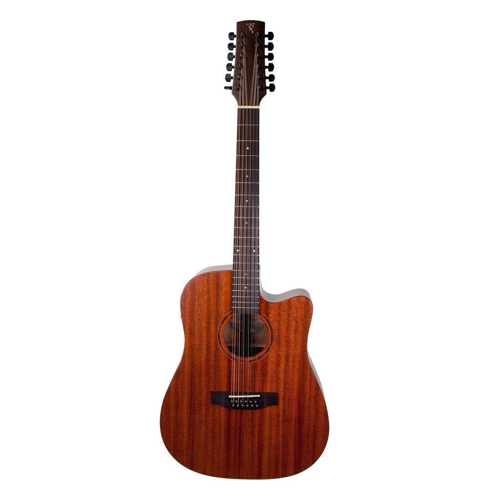-Timberidge 'Messenger Series' 12-String Mahogany Solid Top Acoustic-Electric Dreadnought Cutaway Guitar (Natural Satin)-Living Music