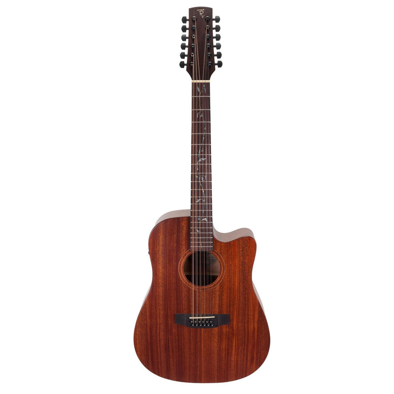 -Timberidge 'Messenger Series' 12-String Mahogany Solid Top Acoustic-Electric Dreadnought Cutaway Guitar with 'Tree of Life' Inlay (Natural Satin)-Living Music