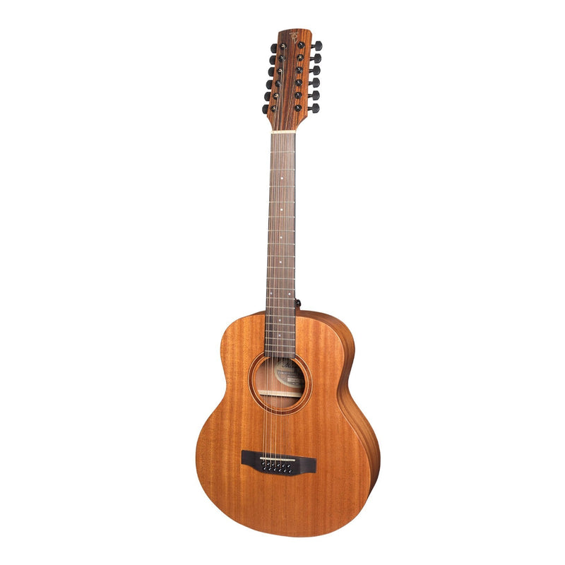 -Timberidge 'Messenger Series' 12-String Solid Mahogany Top Acoustic-Electric TS-Mini Guitar (Natural Satin)-Living Music