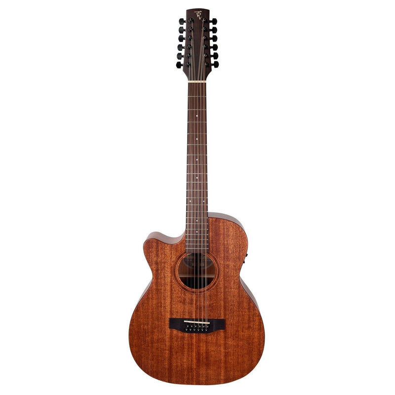 -Timberidge 'Messenger Series' Left Handed 12-String Mahogany Solid Top Acoustic-Electric Small Body Cutaway Guitar (Natural Satin)-Living Music