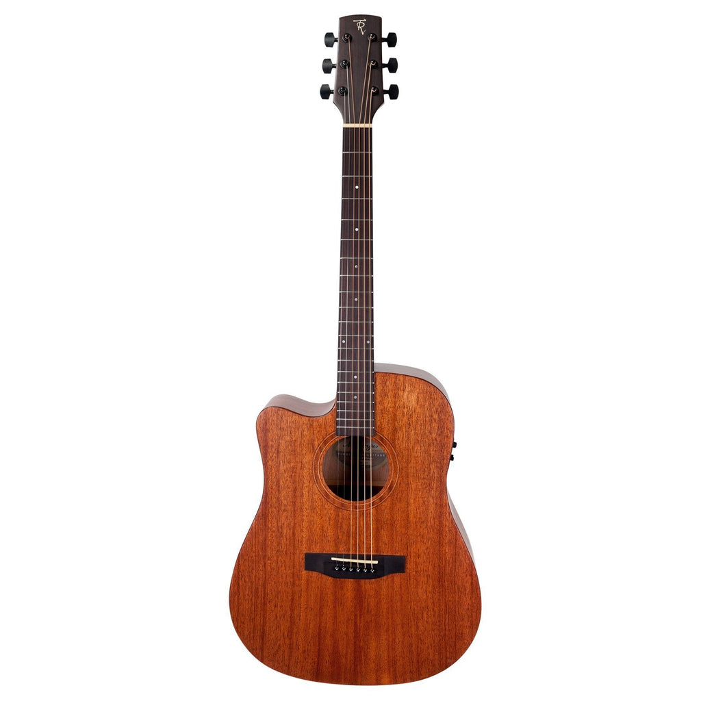 -Timberidge 'Messenger Series' Left Handed Mahogany Solid Top Acoustic-Electric Dreadnought Cutaway Guitar (Natural Satin)-Living Music