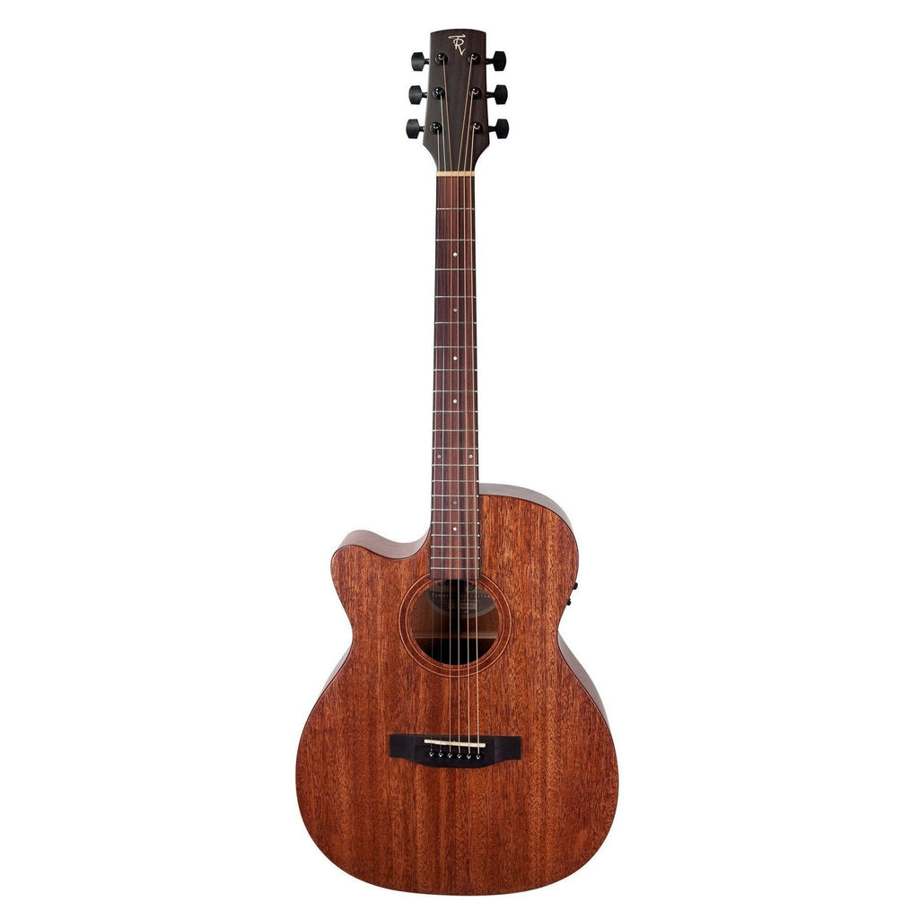 -Timberidge 'Messenger Series' Left Handed Mahogany Solid Top Acoustic-Electric Small Body Cutaway Guitar (Natural Satin)-Living Music