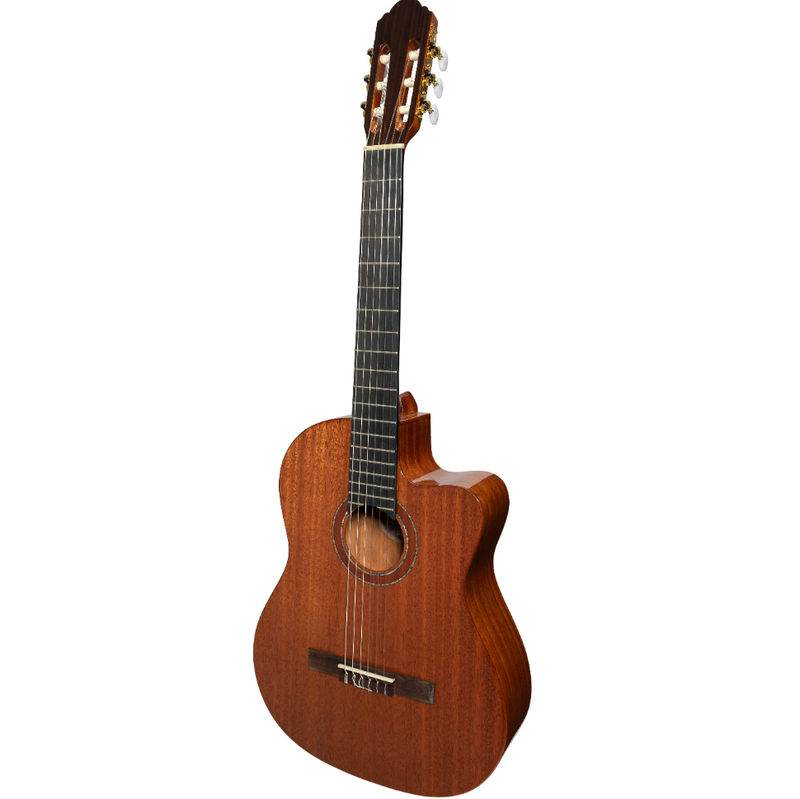 -Timberidge 'Messenger Series' Mahogany Solid Top Acoustic-Electric Classical Cutaway Guitar (Natural Gloss)-Living Music
