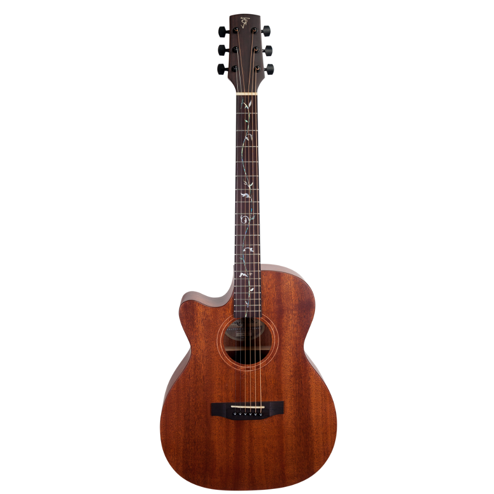 -Timberidge 'Messenger Series' Mahogany Solid Top Acoustic-Electric 'Small Body Cutaway Guitar with 'Tree Of Life' Inlay Left-Handed (Natural Gloss)-Living Music