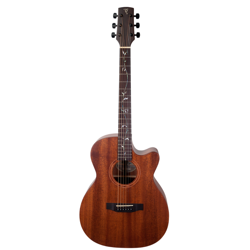 -Timberidge 'Messenger Series' Mahogany Solid Top Acoustic-Electric 'Small Body Cutaway Guitar with 'Tree Of Life' Inlay (Natural Gloss)-Living Music