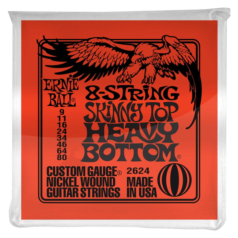 -Ernie Ball 2624 Skinny Top Heavy Bottom 8-String Nickel Wound Electric Guitar Strings (9-80)-Living Music