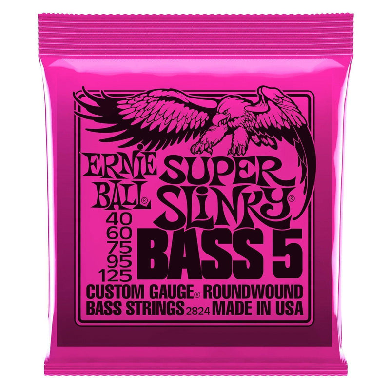 -Ernie Ball Super Slinky 5-String Nickel Roundwound Electric Bass Strings 2824-Living Music