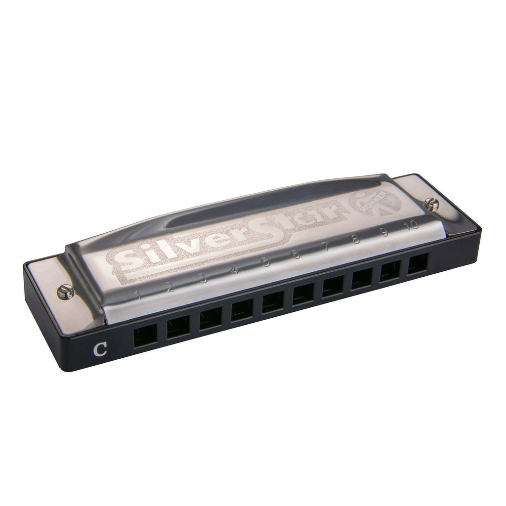 15-M50410XS-Hohner 'Enthusiast Silver Star' Diatonic 10 Hole Harmonica (Key of A)-Living Music