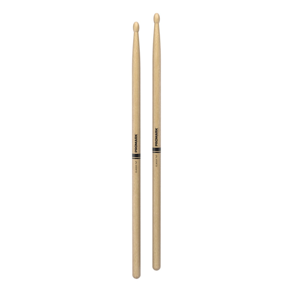 TX747W-Promark Classic 747 Natural Hickory Wood Tip Drumsticks-Living Music