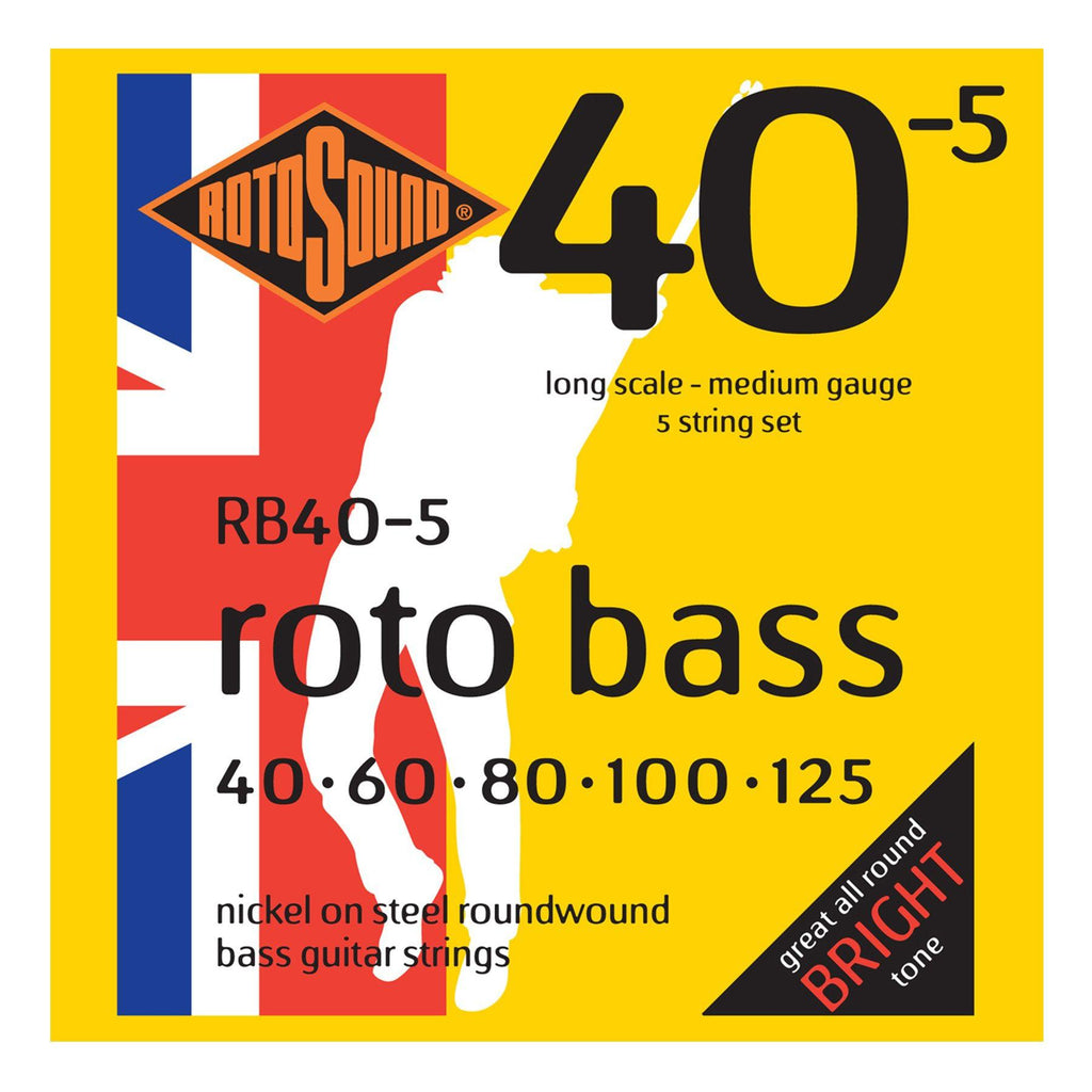 RB405-Rotosound RB405 Rotobass Medium Nickel on Steel 5-String Bass Guitar Strings (40-125)-Living Music