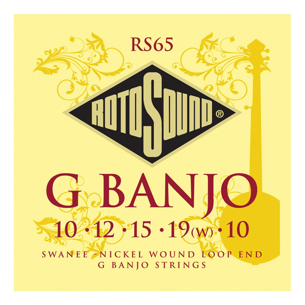 RS65-Rotosound RS65 Swanee G Nickel Wound Loop End 5-String Banjo Strings (10-19-10)-Living Music