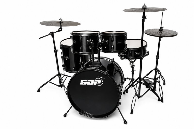 -Sonic Drive 5-Piece Performer Series Drum Kit with Silent Cymbals (Black)-Living Music