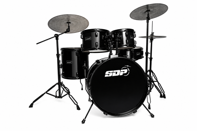 -Sonic Drive 5-Piece Performer Series Drum Kit with Silent Cymbals (Black)-Living Music