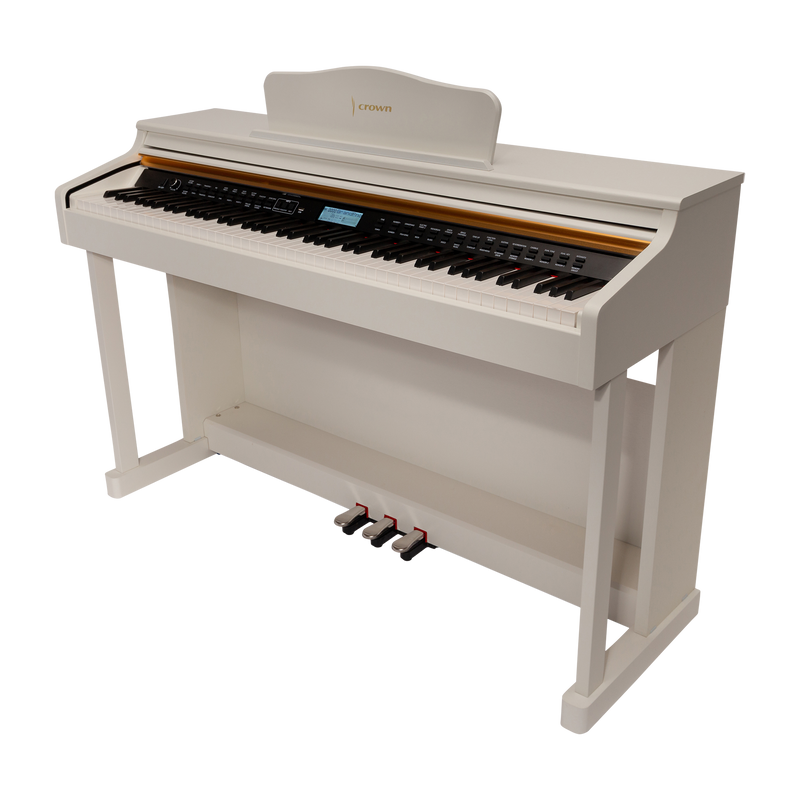 -CROWN CDP-913-WHT UPRIGHT DIGITAL PIANO (White)-Living Music