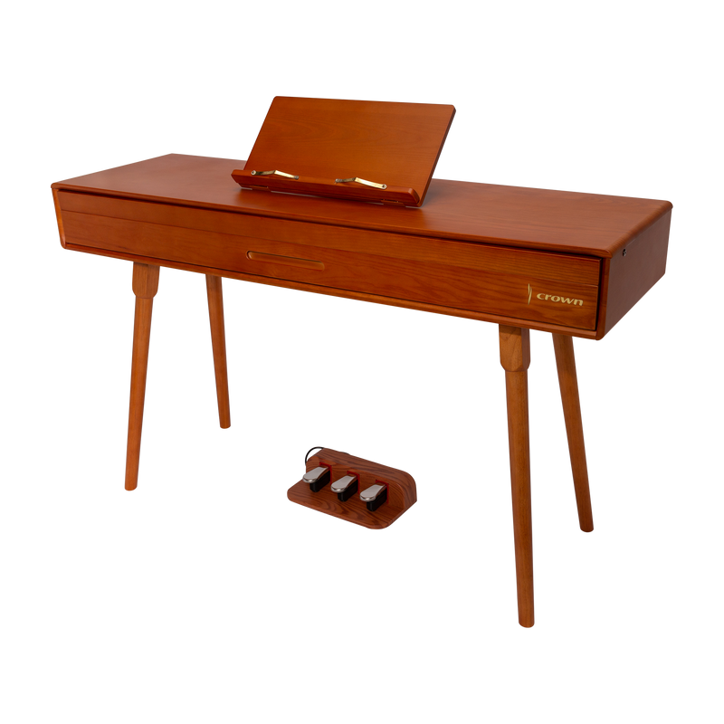 -CROWN CMDP-909-WDG UPRIGHT HIDEAWAY DIGITAL PIANO (Solid Walnut)-Living Music