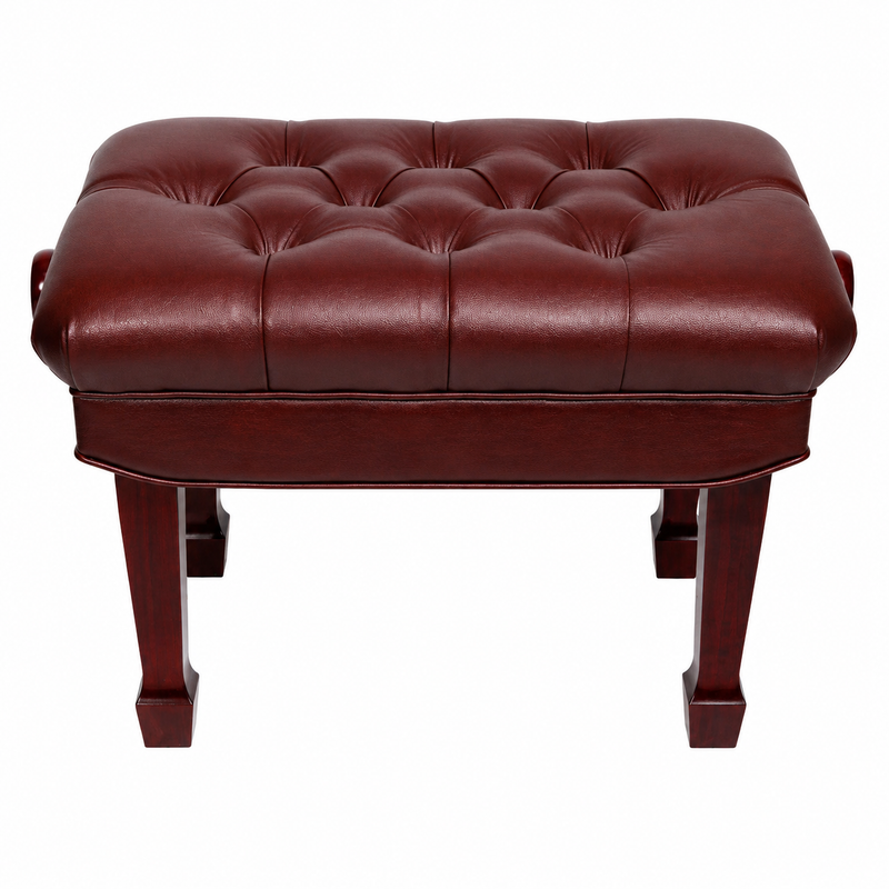 -Crown Premium Skirted & Tufted Hydraulic Height Adjustable Piano Bench (Mahogany)-Living Music