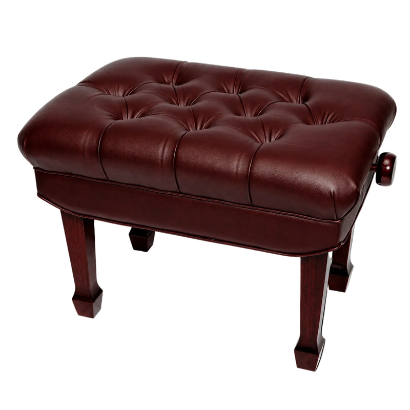 -Crown Premium Skirted & Tufted Hydraulic Height Adjustable Piano Bench (Mahogany)-Living Music