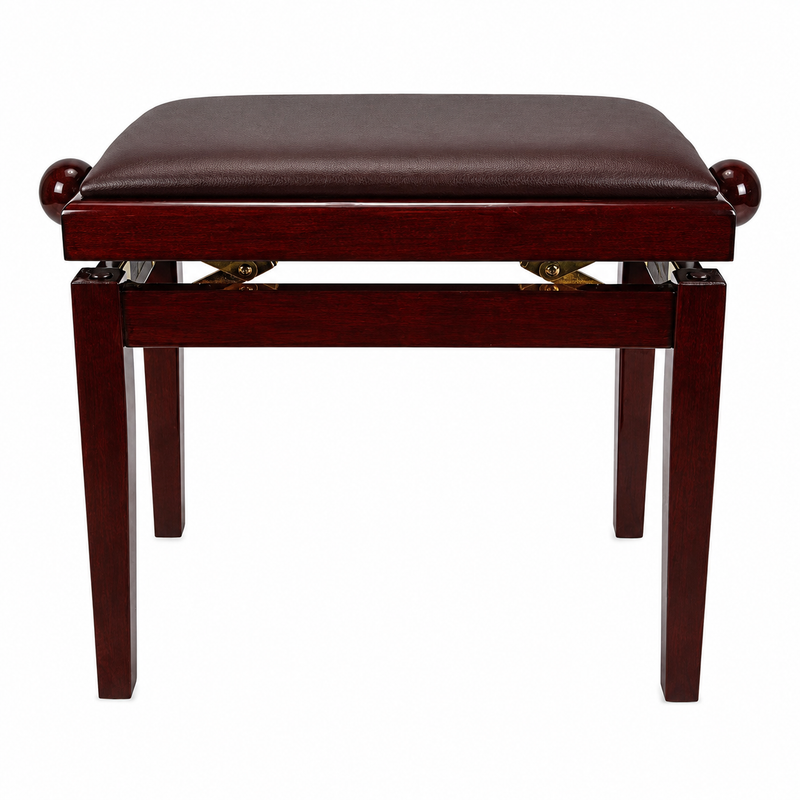 -Crown Timber Trim Height Adjustable Piano Stool (Mahogany)-Living Music