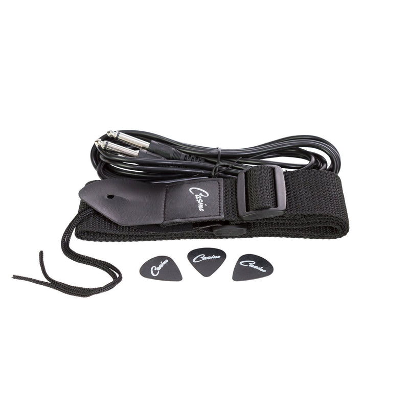 -Casino '24 Series' Left Handed Short Scale Tune-Style Electric Bass Guitar Set (Black)-Living Music