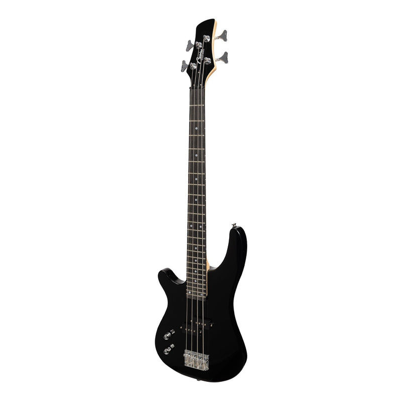 -Casino '24 Series' Left Handed Short Scale Tune-Style Electric Bass Guitar and 15 Watt Amplifier Pack (Black)-Living Music