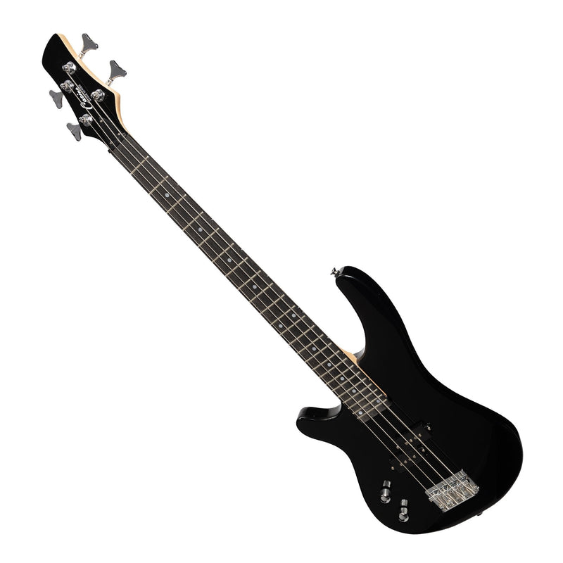 CP-SB1L-BLK-Casino '24 Series' Left Handed Short Scale Tune-Style Electric Bass Guitar and 15 Watt Amplifier Pack (Black)-Living Music