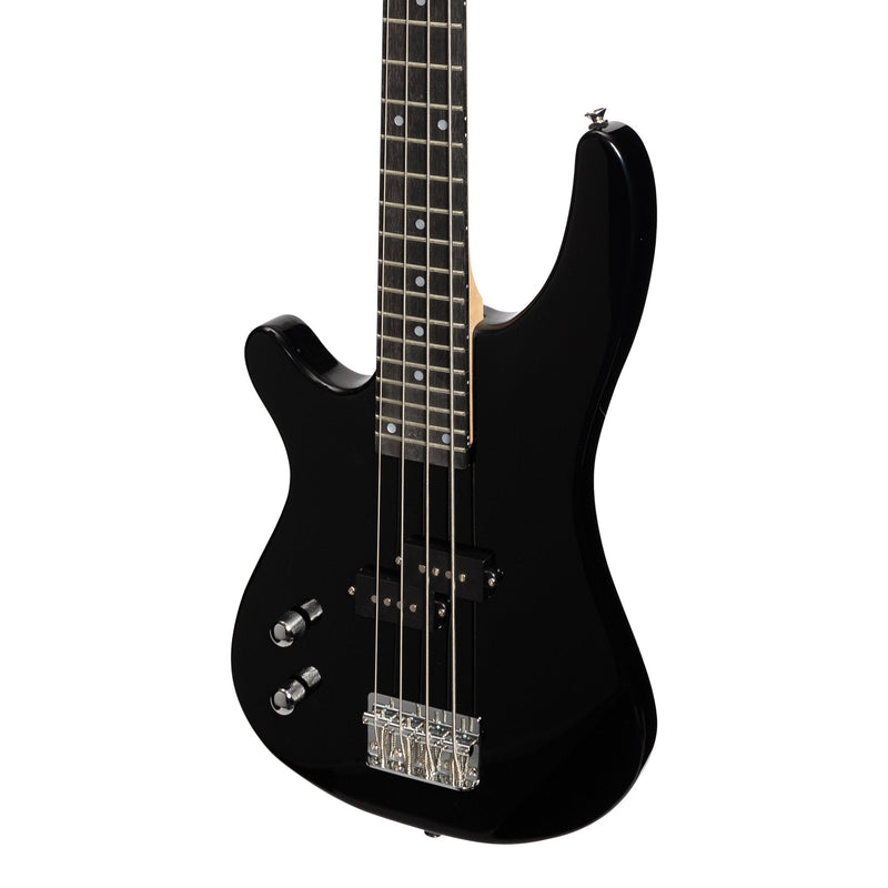 -Casino '24 Series' Left Handed Short Scale Tune-Style Electric Bass Guitar and 15 Watt Amplifier Pack (Black)-Living Music