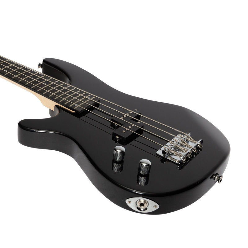 CP-SB1L-BLK-Casino '24 Series' Left Handed Short Scale Tune-Style Electric Bass Guitar and 15 Watt Amplifier Pack (Black)-Living Music