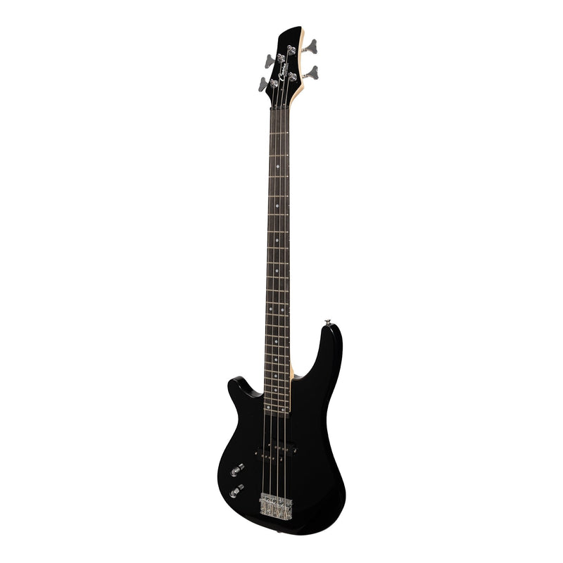CP-TB1L-BLK-Casino '24 Series' Left Handed Tune-Style Electric Bass Guitar and 15 Watt Amplifier Pack (Black)-Living Music
