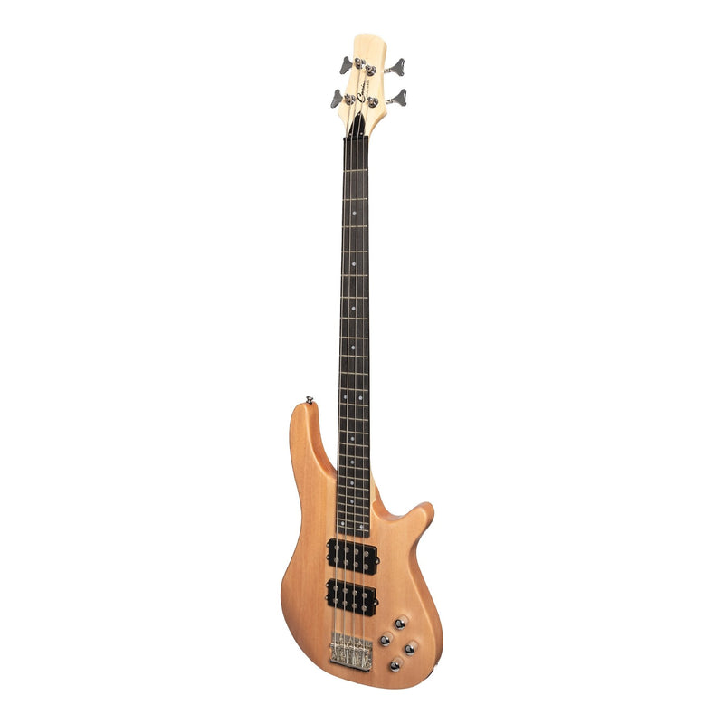 -Casino '24 Series' Mahogany Tune-Style Electric Bass Guitar and 15 Watt Amplifier Pack (Natural Satin)-Living Music