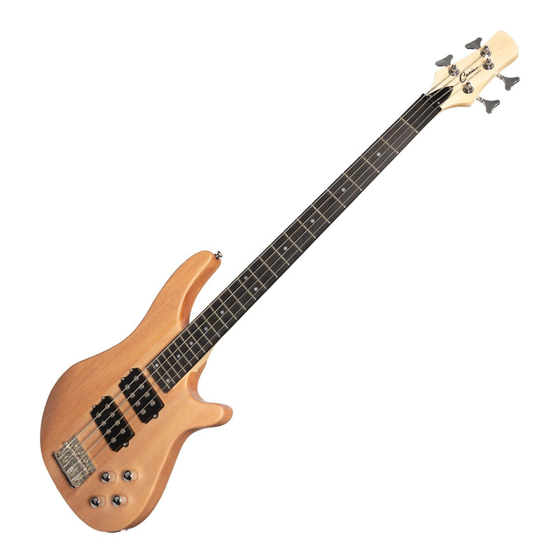 CP-TB2-MAHSTN-Casino '24 Series' Mahogany Tune-Style Electric Bass Guitar and 15 Watt Amplifier Pack (Natural Satin)-Living Music