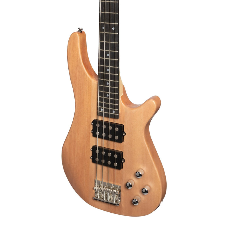 -Casino '24 Series' Mahogany Tune-Style Electric Bass Guitar and 15 Watt Amplifier Pack (Natural Satin)-Living Music